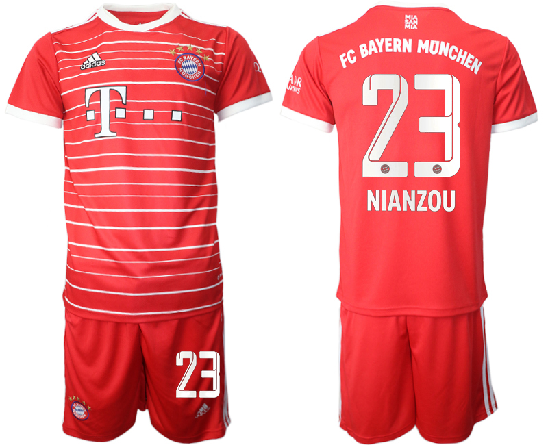 Men 2022-2023 Club Bayern Munich home Red 23 Adidas Soccer Jersey